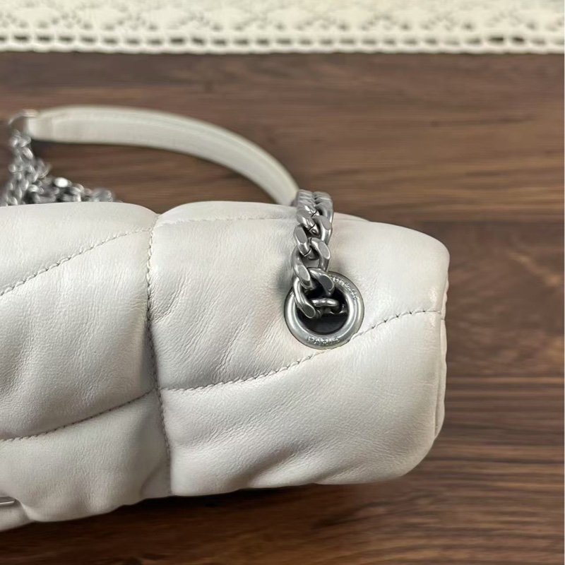 《完美·二手精品》 YSL puffer 雲朵包 白色金釦-13