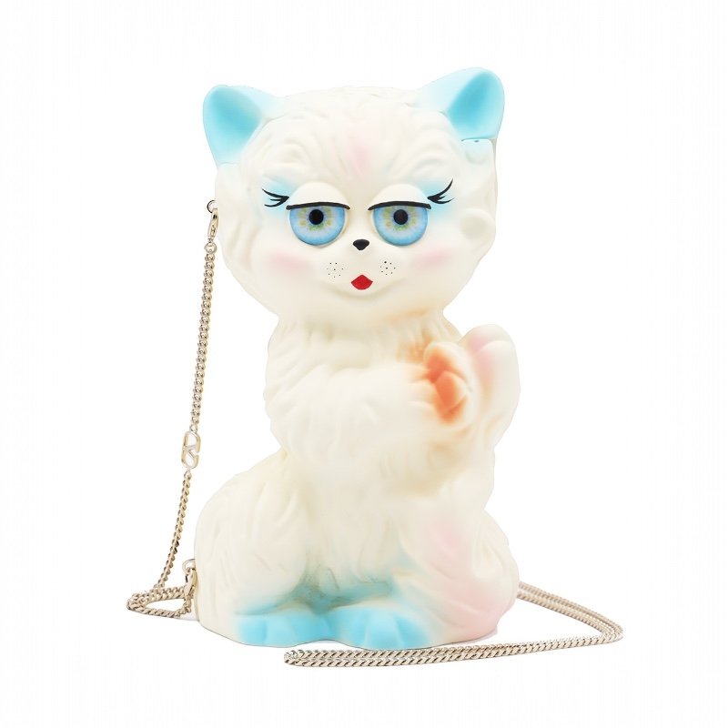 🌸春夏新品🌸Valentino Garavani 限量秀款 Le Chat de La Maison 手繪貓咪造型手拿晚宴包附可斜背鏈帶 蔡依林同款-7