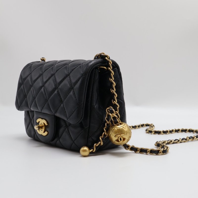 CHANEL 經典口蓋包方胖子 17 - 金球黑金-8