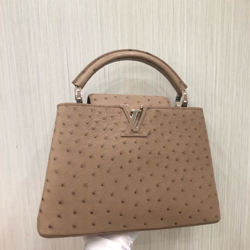 LV 路易威登Capucines小號灰色絕版鴕鳥皮銀扣 2019購入-2