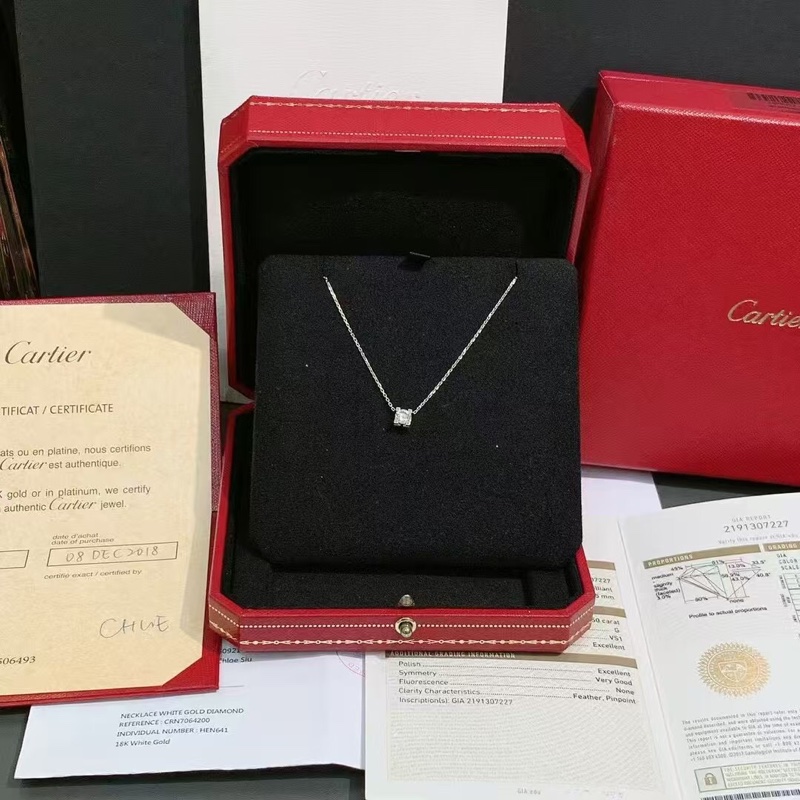 Cartier 卡地亞0.5克拉牛頭石鑽石項鍊,主鑽0.5克拉,G色,淨度vs1,2018年購入-5