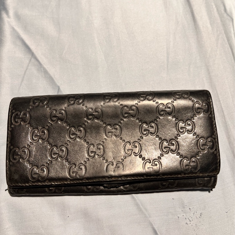 GUCCI經典黑色壓紋Logo長夾-8