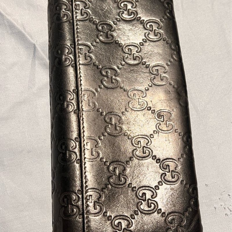 GUCCI經典黑色壓紋Logo長夾-10