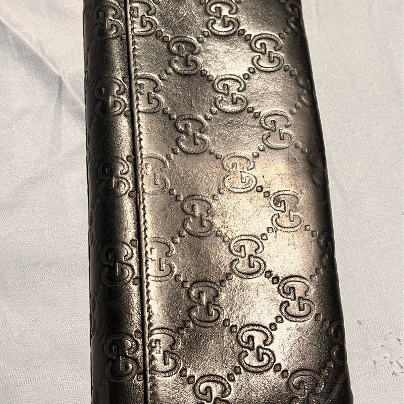 GUCCI經典黑色壓紋Logo長夾-30