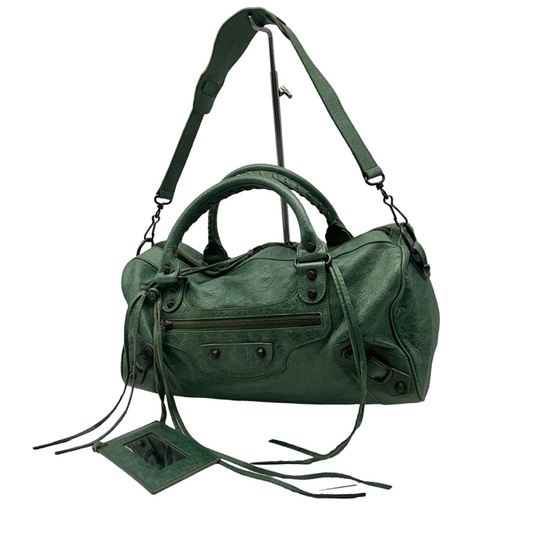 BALENCIAGA二手綠色 機車包-17