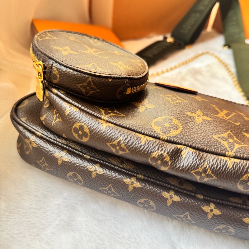 “五月優惠價” 🥰LOUIS VUITTON 老花五合一麻將包-墨綠色肩帶-15