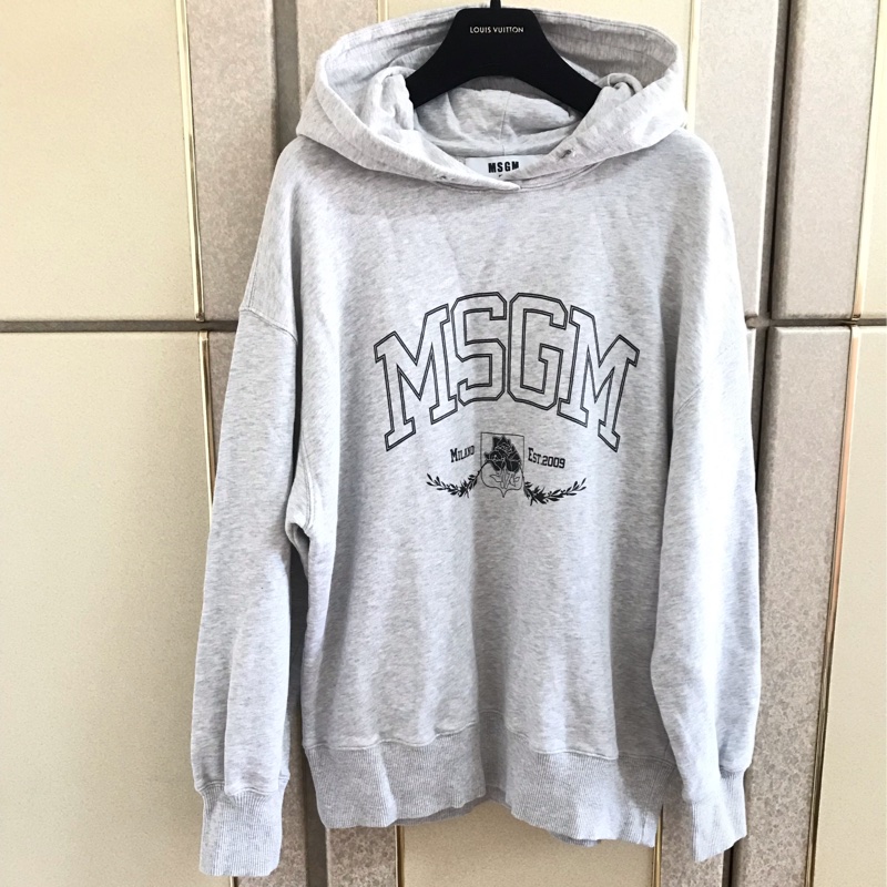 45)MSGM正品灰色連帽上衣 寬鬆版XS-L可穿-6