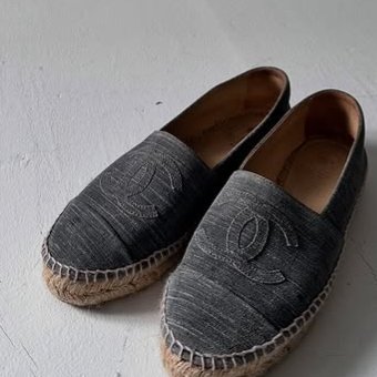 Chanel espadrilles 灰色草編鞋-1