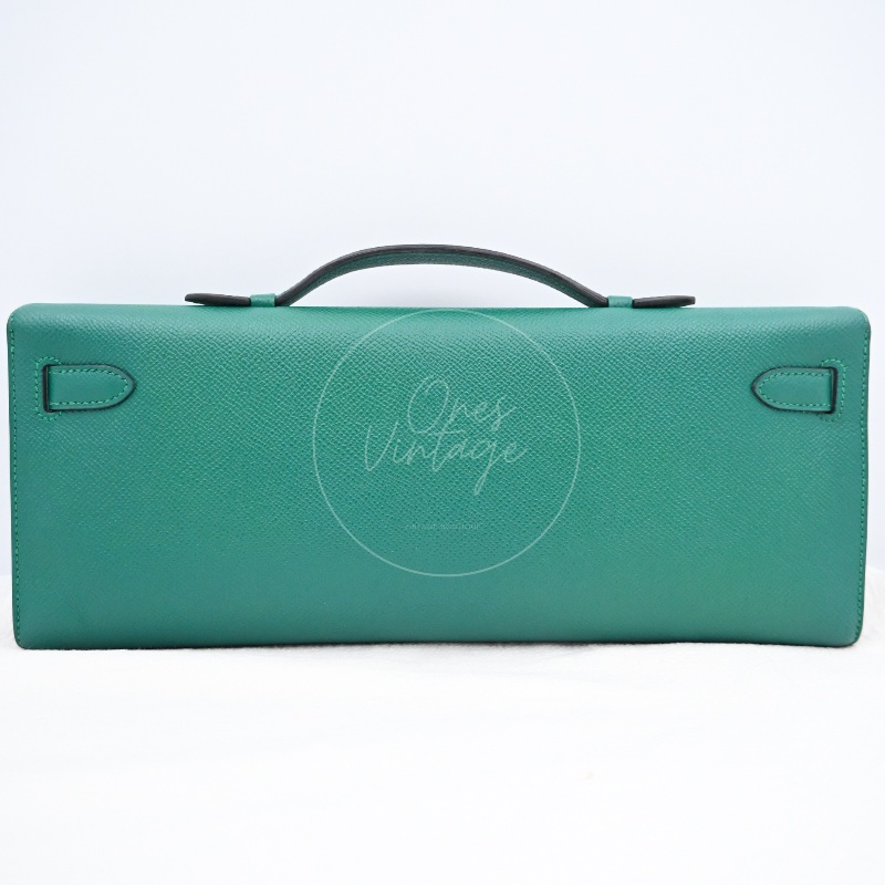 [Pre-owned] Hermes Malachite Epsom Kelly Cut Clutch-6