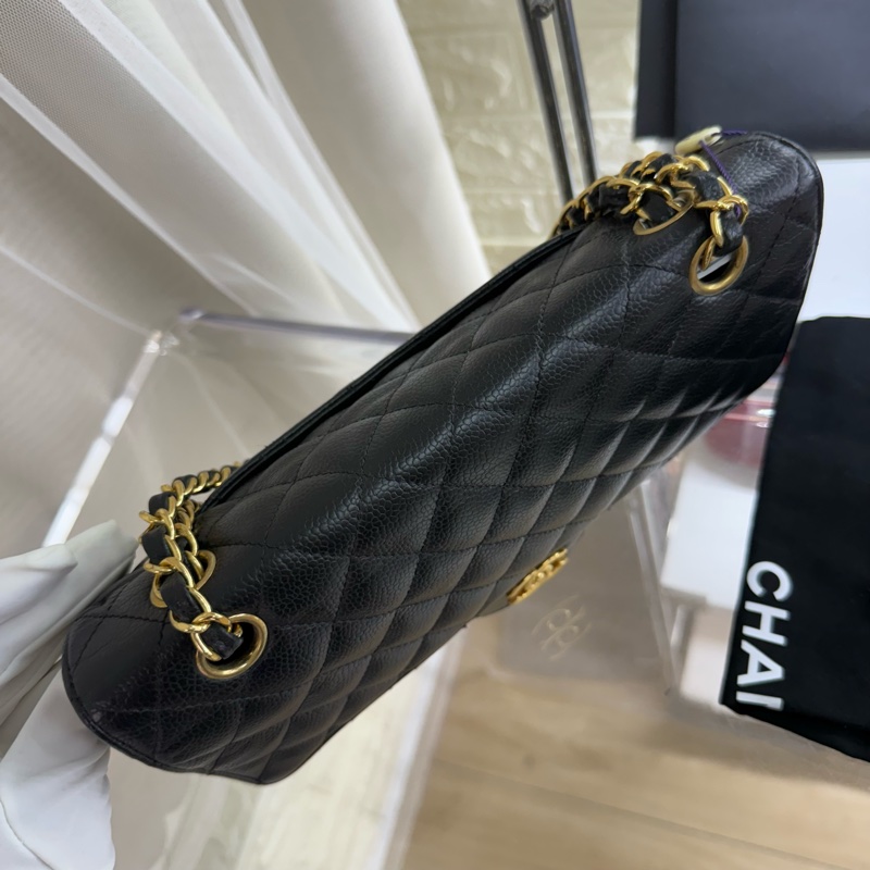 Chanel 香奈兒黑金菱格紋魚子醬cf 中號-3