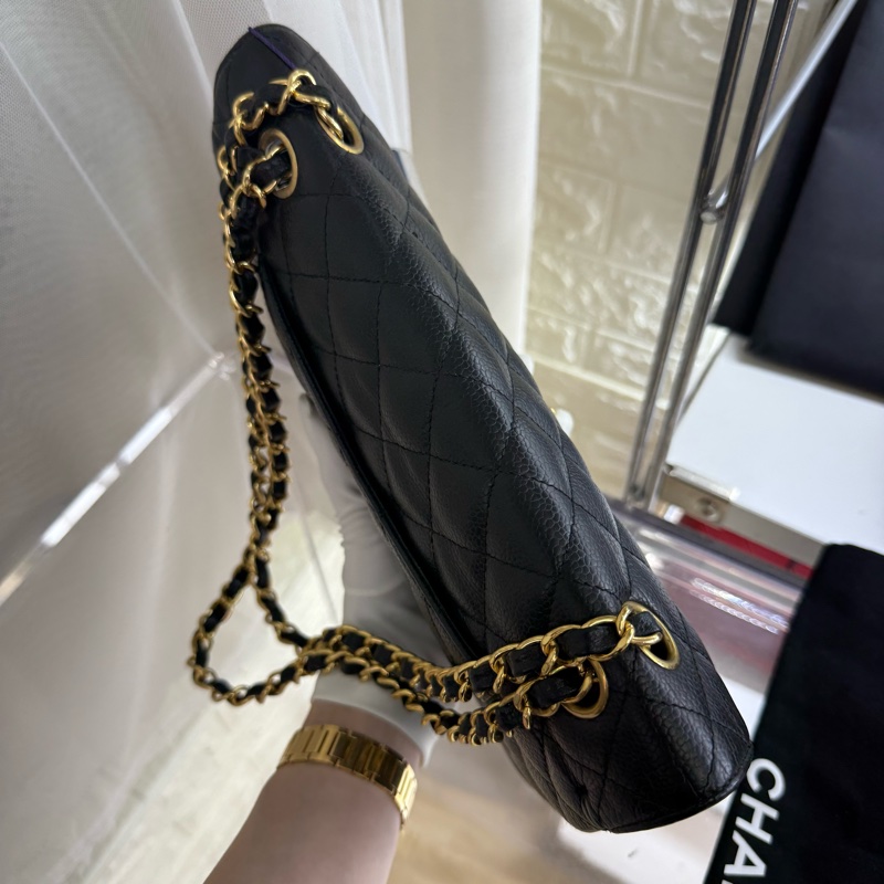 Chanel 香奈兒黑金菱格紋魚子醬cf 中號-5