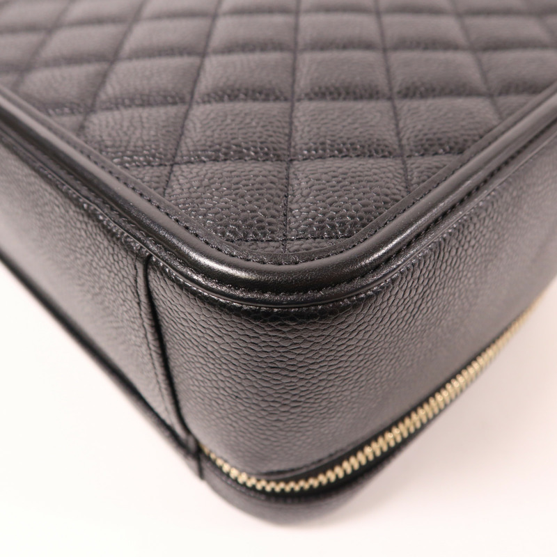 CHANEL 牛皮皮革Filigree Vanity Case金扣手挽肩背兩用袋-11