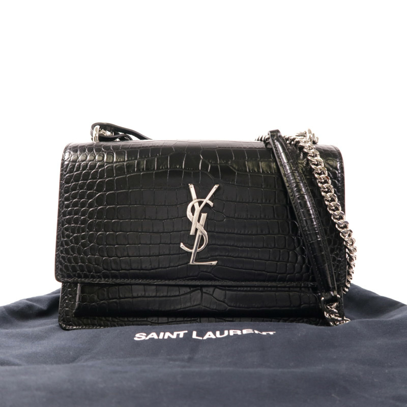 SAINT LAURENT 牛皮皮革Sunset Chain Shoulder Bag銀扣鏈帶肩背袋-8