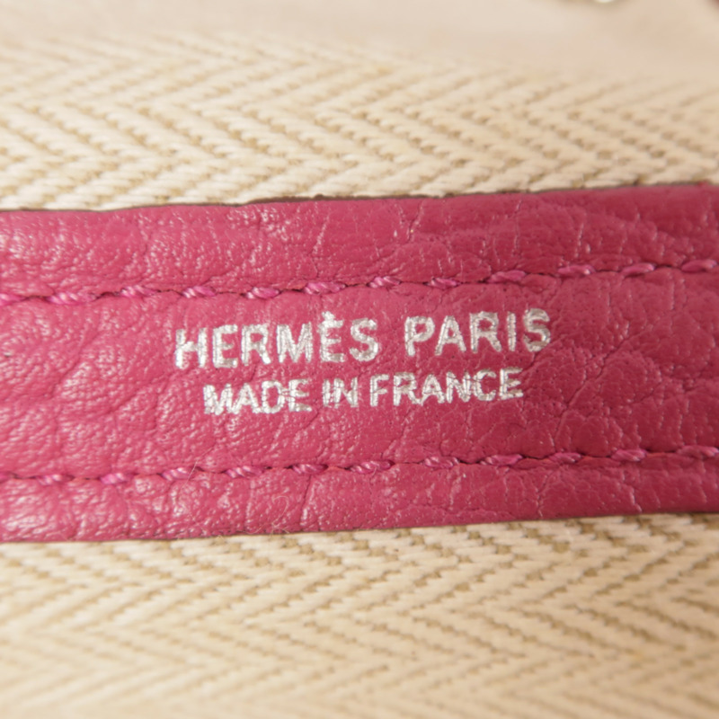 HERMES Negonda皮革Garden Party PM銀扣手挽袋Rubis紅色-5