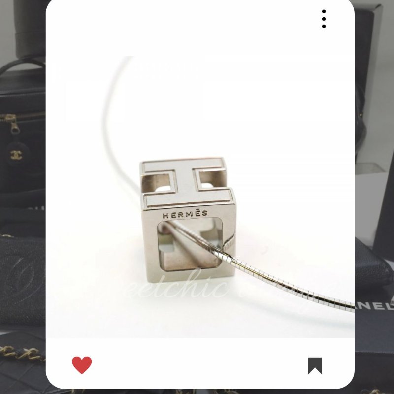 新品上架✨愛馬仕 HERMES H CUBE NECKLACE 愛馬仕 項鍊 銀X粉紅-5
