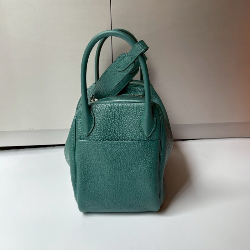 Hermes 銀釦孔雀綠皮革 Lindy 30-7