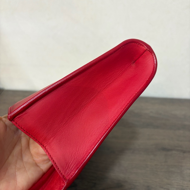 YSL 311213 紅色 牛皮 Y 金釦 Logo 手拿包 信封包 化妝包 晚宴包 腋下包-38