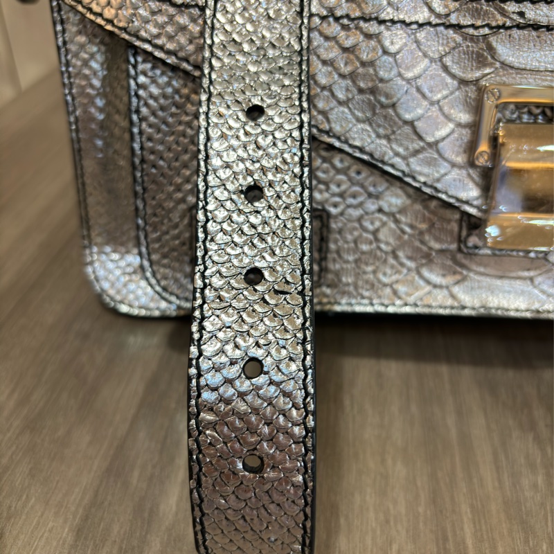 Proenza Schouler PS1 銀色 蟒蛇 蛇皮 銀釦 手提包 斜背包 肩背包 學院包-32