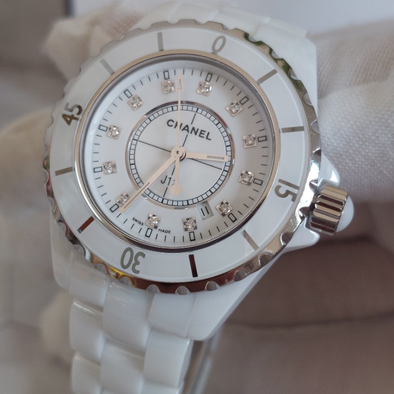 CHANEL 香奈兒🎀現品實拍🎀 H1628 J12 33mm 12P 鑽石腕錶 陶瓷 女款 二手品(不議價)-40