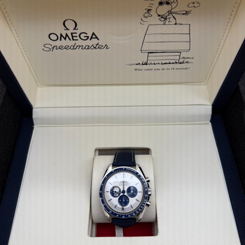 OMEGA 「銀史努比獎章」 超霸系列 週年版系列 Speedmaster Snoopy 登月錶 42毫米 不鏽鋼錶殼 塗層尼龍布料錶帶-10