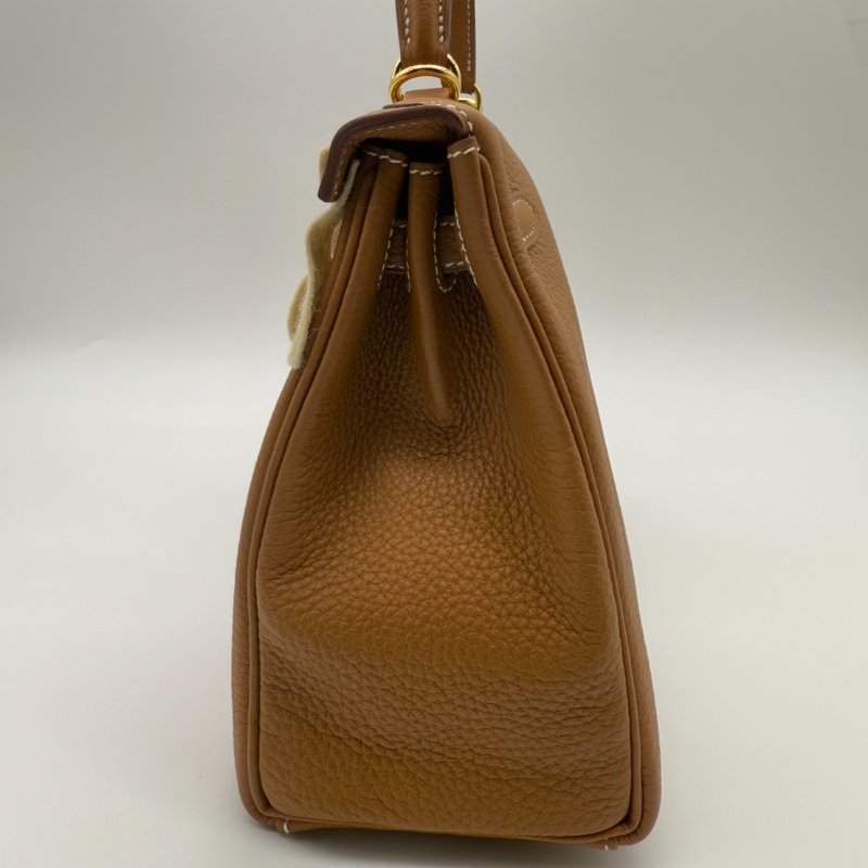 HERMES Kelly 25 內縫 Togo皮革 金棕色 金扣 手提肩背兩用 B刻-4
