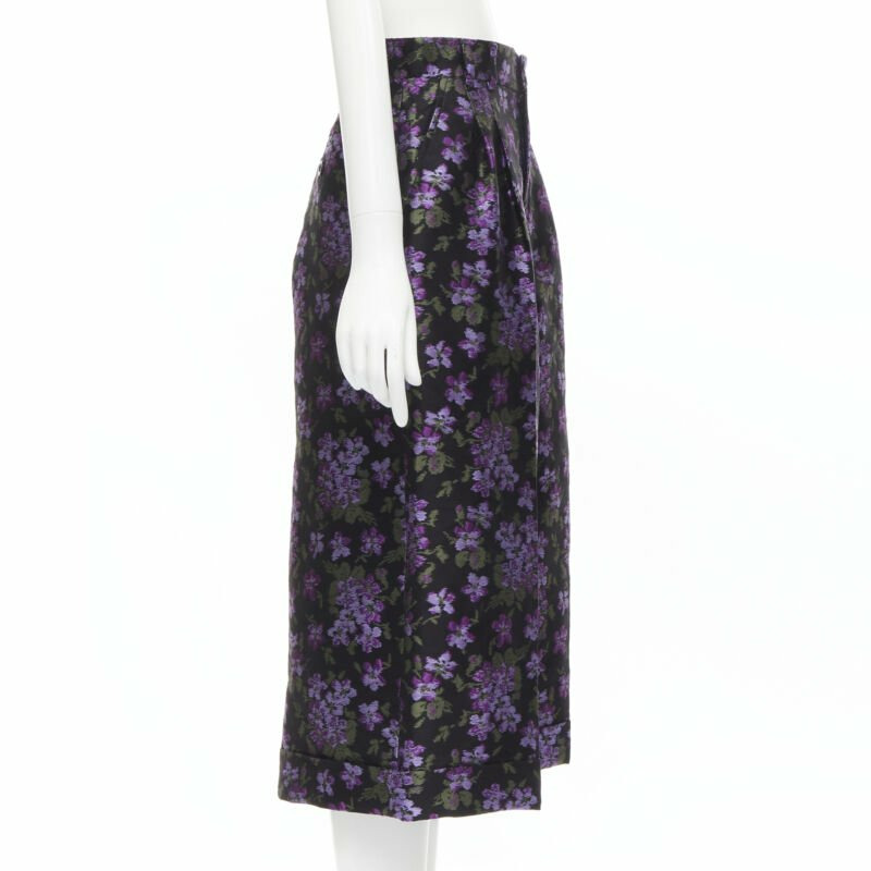 new GUCCI 2017 purple floral jacquard embroidery patch culotte shorts IT40 S-3