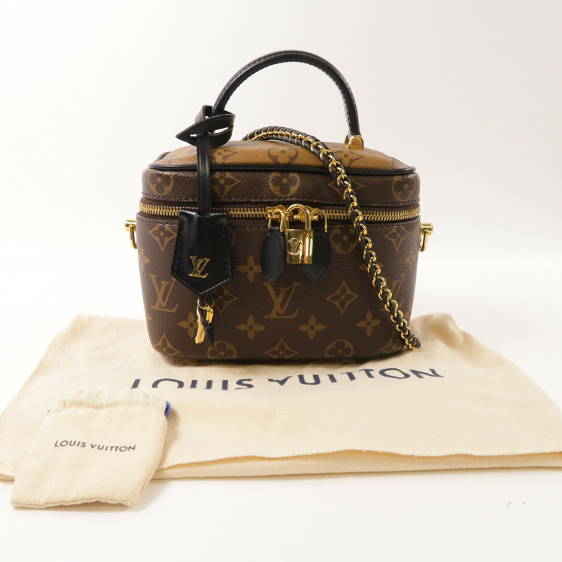 LOUIS VUITTON Monogram Reverse Vanity PM金扣手挽肩背兩用袋-9