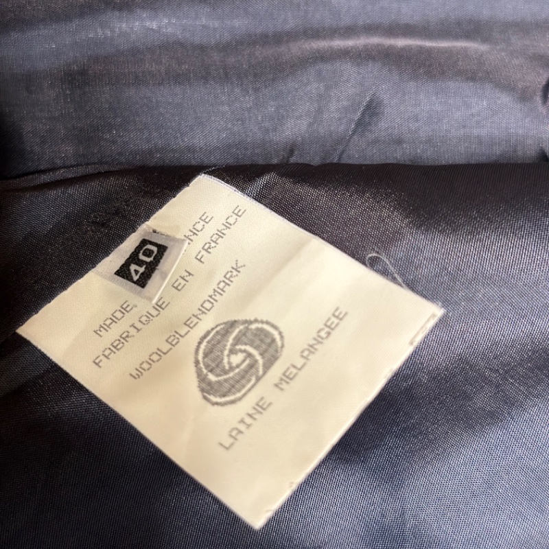 Burberry 1970s 經典結構剪裁金釦無領羊毛外套 EU40 法國製-12