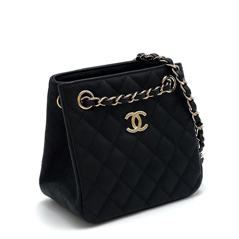 CHANEL Mini tote粒面牛皮水桶包-5