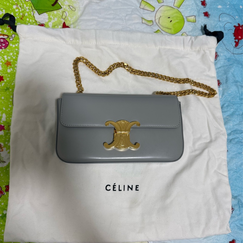Celine Claude 藍灰色腋下鏈條包-0