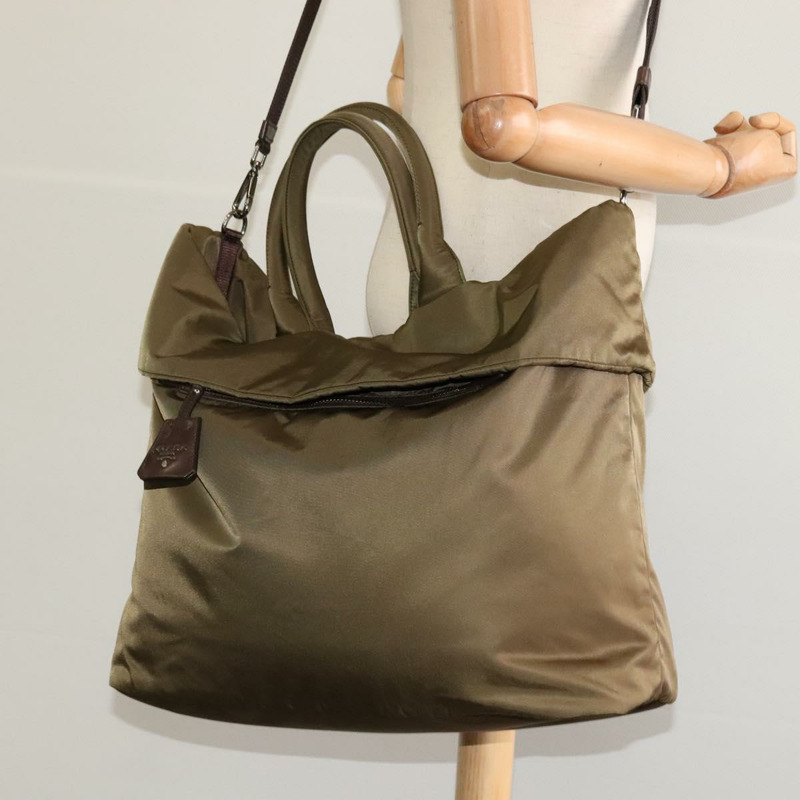 【日本直送】PRADA 手提包 尼龍 2 向 卡其色 正品 ac3713-21