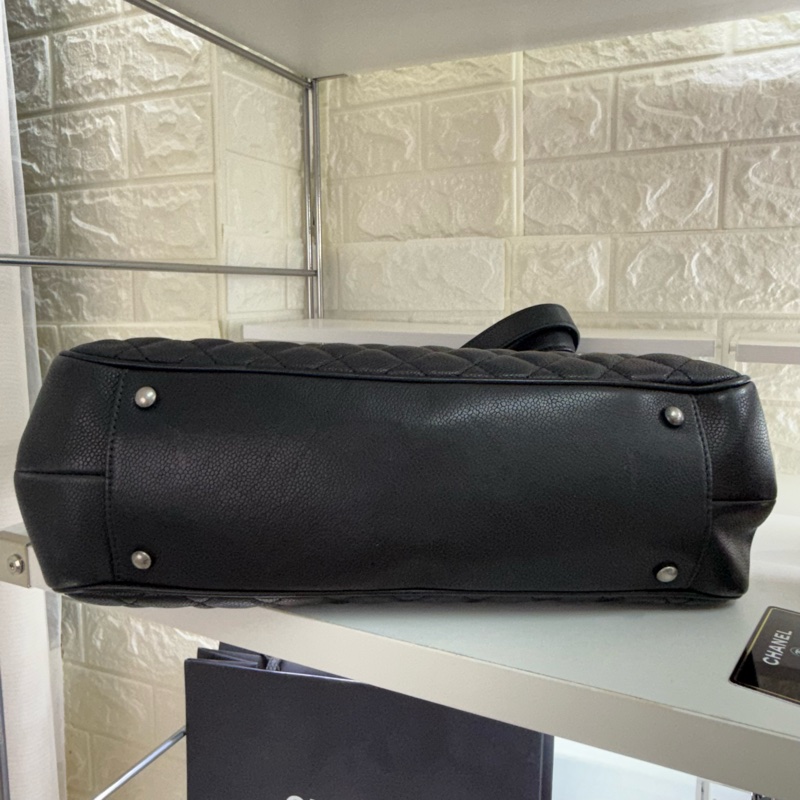 Chanel 香奈兒黑銀荔枝紋菱格紋托特包帶卡-5