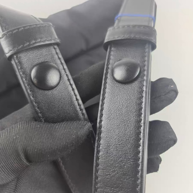 PRADA普拉達 Re-Nylon再生尼龍拼皮革 郵差包單肩斜挎包 男女可背-11