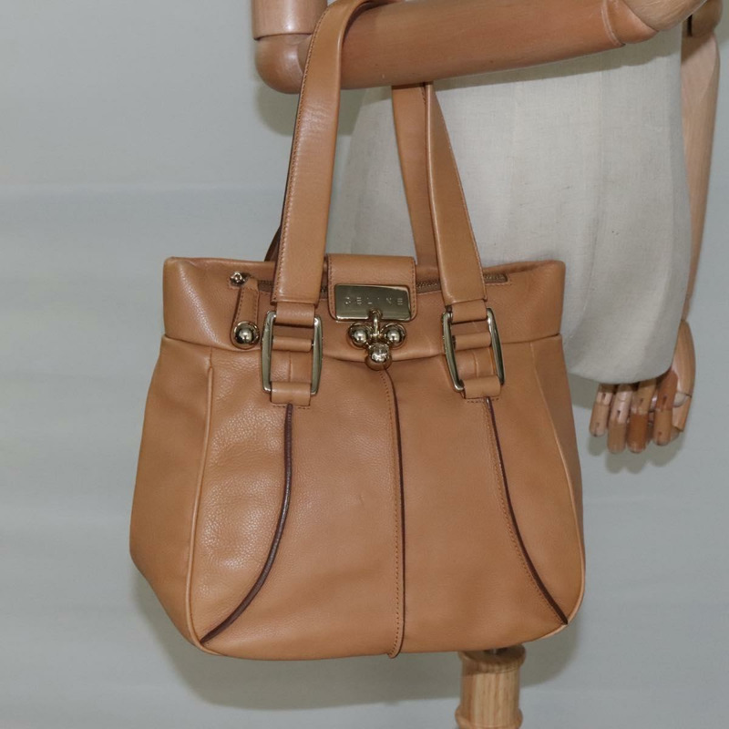 【日本直送】CELINE 手提包 皮革 米色 金色 正品 sw206-22