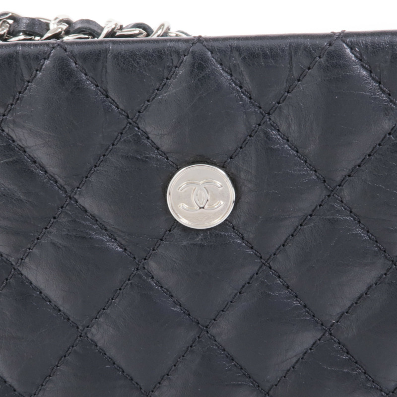 CHANEL 牛皮皮革Chain Shoulder Bag銀扣鏈帶肩背袋-10