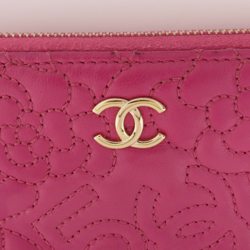 CHANEL 皮革Zipper Wallet金扣錢包-10