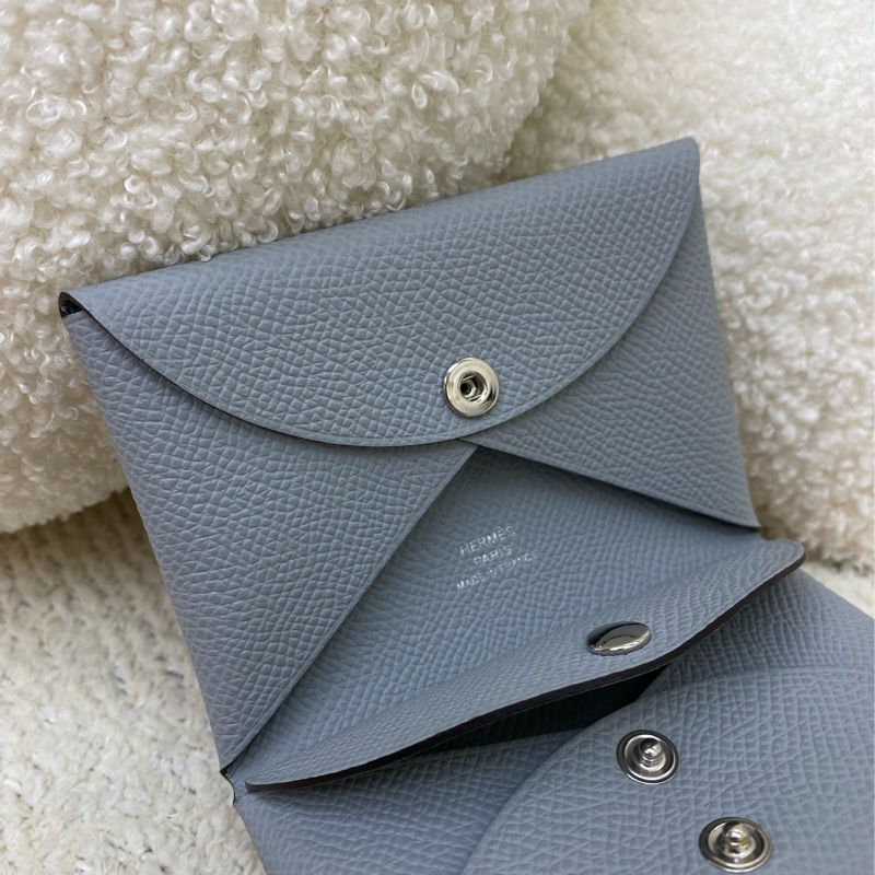 🐯Hermès Calvi duo卡包冰川藍-4