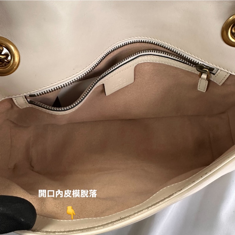 GUCCI GG Marmont白色馬夢小號鍊包443497-28