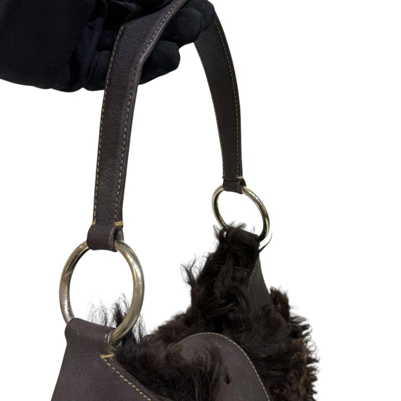 【美收精品】PRADA 黑色絨毛手提包 2-180-9