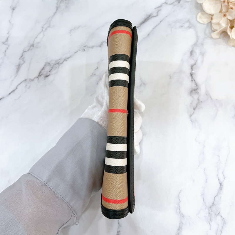 莉亞精品♡Burberry 對開釦式格紋長夾 近新美夾-3