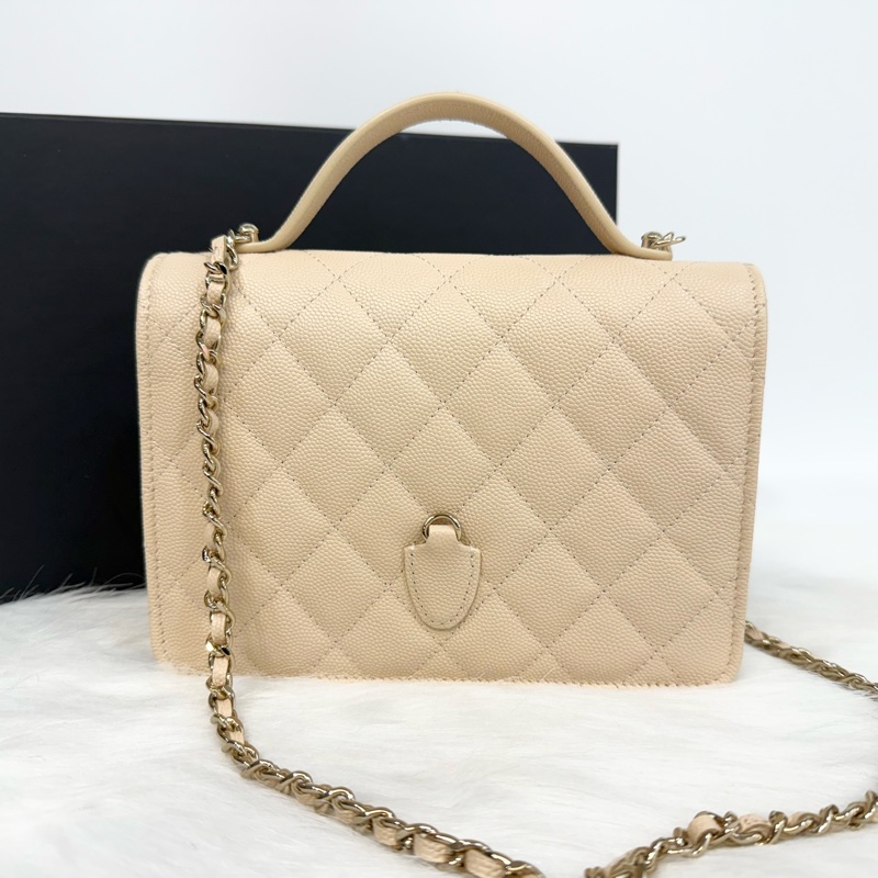 ▫️品名:CHANEL米杏色小牛皮淡金釦下蓋WOC AP4406-4