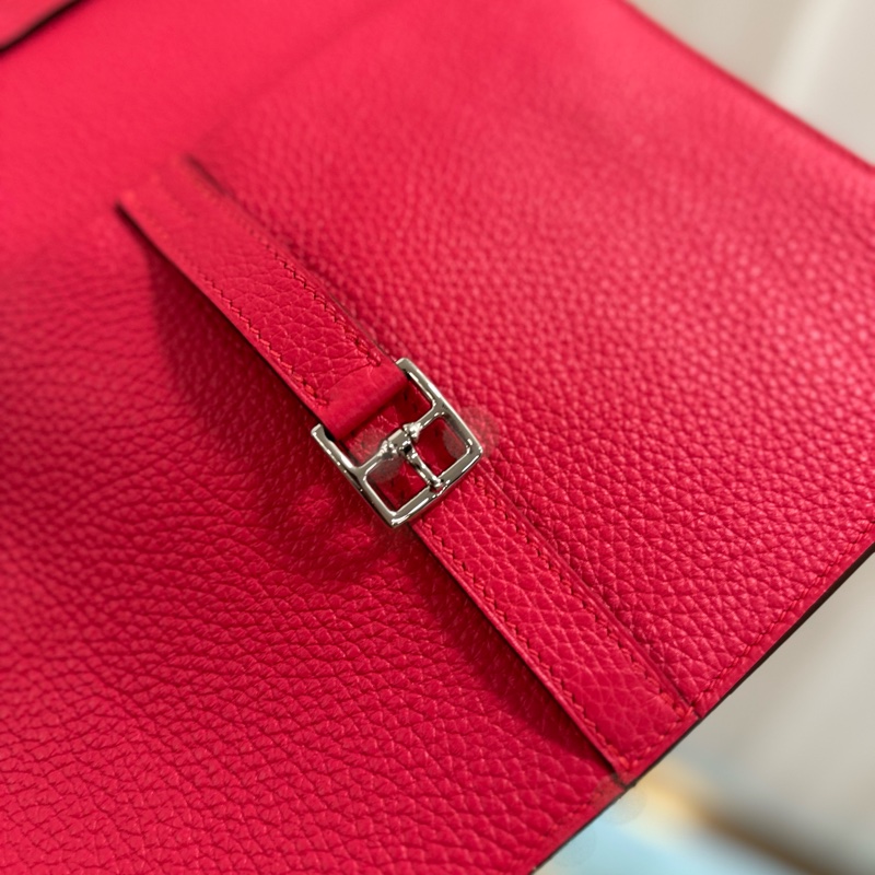 HERMES Halzan 25 玫瑰桃紅色 銀扣TC皮 Y刻 Fullset 12/24年百貨公司正單-7