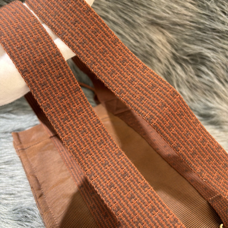 HERMES HERLINE 咖啡磚紅帆布 拉鍊 口袋包 肩背包 後背包 電腦包 手提包-12