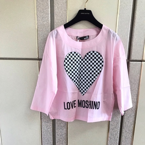 45）全新Love Moschino正品粉色薄款棉質上衣 40號