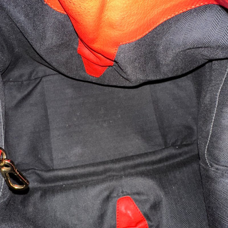 LOEWE Hammock 紅全皮金扣吊床包-7