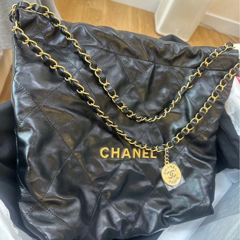 全新chanel香奈儿 22bag 小号黑金-6