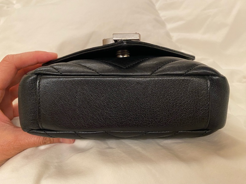 YSL 絕版黑銀金屬肩背mini鏈包-11