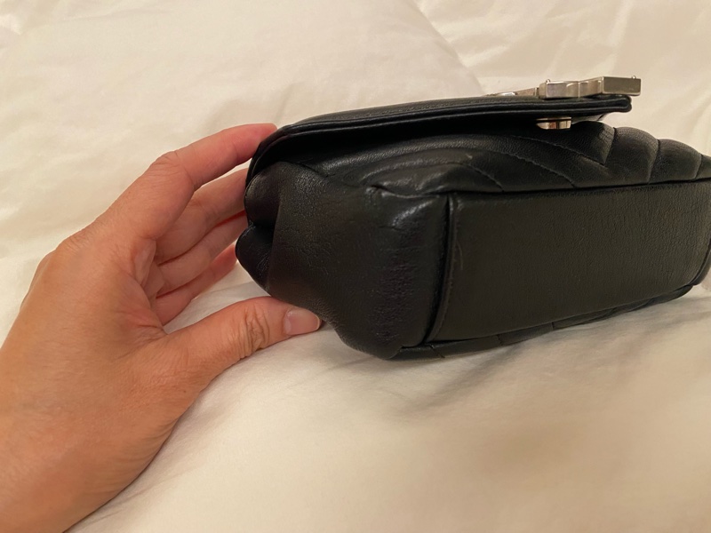 YSL 絕版黑銀金屬肩背mini鏈包-13