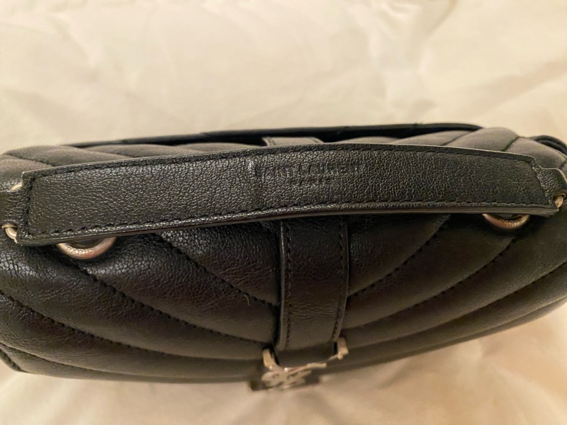YSL 絕版黑銀金屬肩背mini鏈包-36