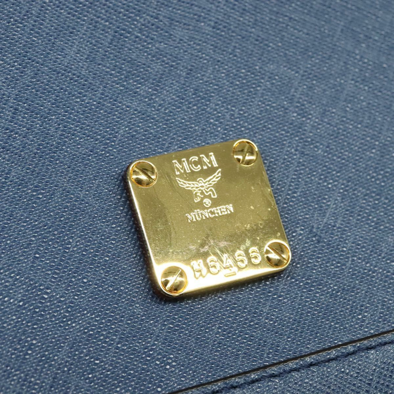【日本直送】MCM 手提包 Safiano 皮革 2 向 藍色 金色 正品 BA863-11